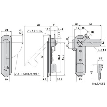 ステンレス 薄型平面スイングハンドル TAKIGEN(タキゲン)