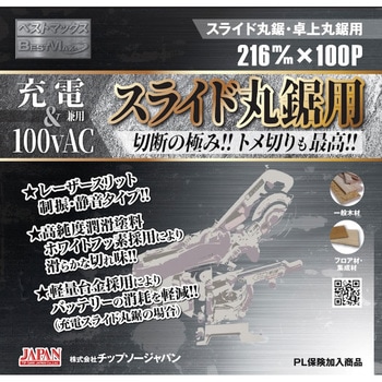 BESTMAXスライド丸鋸用(充電&100vAC用) チップソージャパン
