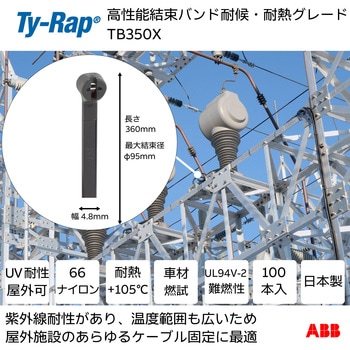 高性能ケーブルタイ(結束バンド)耐候・耐熱グレード(黒色) - TY-Rap