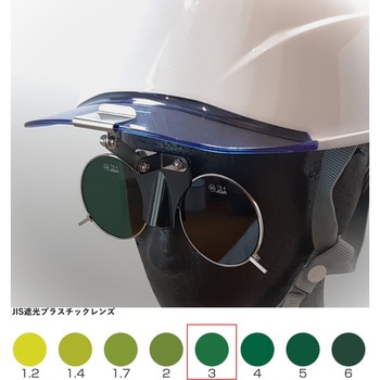 ひさし有りヘルメット取付遮光めがね トーアボージン
