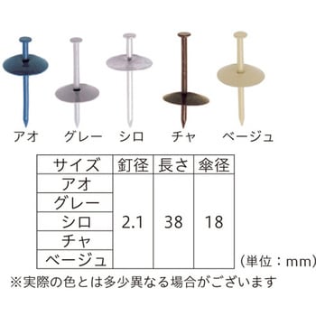 カラーかさ釘(大) 白(170本入) 八幡ねじ
