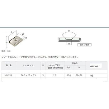 ネオジム磁石 キャップ付き 角型 皿穴 マグエバー