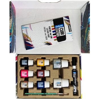 セタカラーレザー(革用)セレクションボックス(20mlx6色+45mlx2種+マーカー)+筆1本 ペベオ