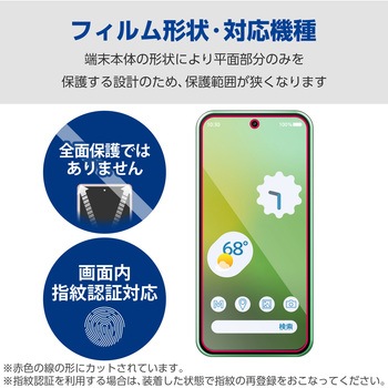 Google Pixel 8a ガラスフィルム 指紋認証対応 高透明 ブルーライトカット 表面硬度10H 指紋防止 飛散防止 - エレコム