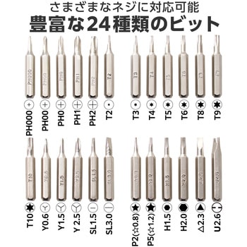 ドライバーセット 精密ドライバー 25in1 ネジ用 【プラス マイナス トルクス 六角 Y型 星型 三角 U型】 エレコム