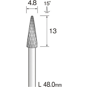 超硬カッター 軸径3mm 円錐先丸 クロスカット ミニモ