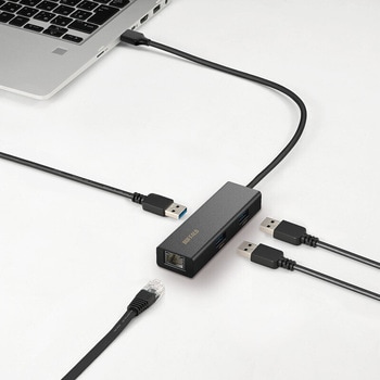 Giga対応 USB-C接続 LANアダプター ハブ付 ブラック BUFFALO(バッファロー)