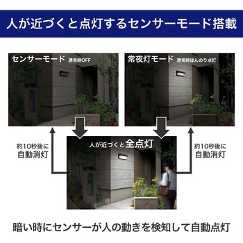 二重構造ウォールライト 大型 玄関 ソーラー発電 広範囲照射タイプ 調色可能 屋外 防水仕様(IP65) 明暗人感センサー ELPA