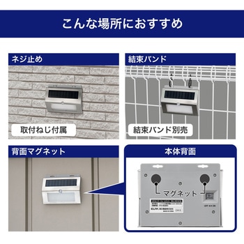 ステンレスウォールライト 薄型 玄関 明暗人感センサー ソーラー発電 屋外 防水使用(IPX4) ステンレスボディ ELPA