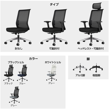 CCR-ET2P301D-W オフィスチェアーエントリー2ブラック樹脂脚(配送・組立サービス付き) 1脚 コクヨ 【通販モノタロウ】