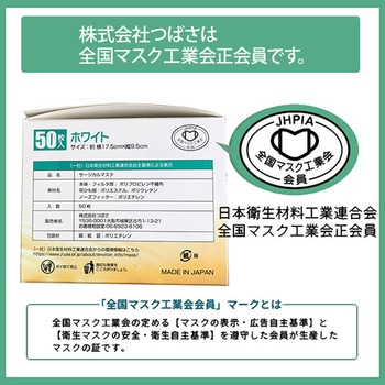 日本製 3層式 サージカルマスク 医療用マスク クラス1 ホホバオイル配合 つばさ