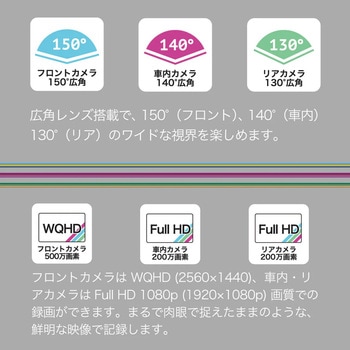 3Vision 前中後3カメラ同時録画 ドライブレコーダー NHTechnology(NHテクノロジー)