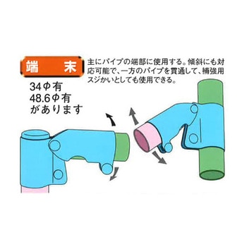 パイプジョイント金具 端末・上 HOJO