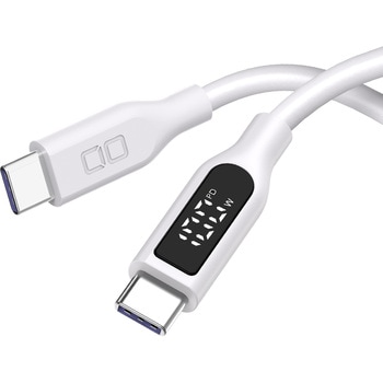 ディスプレイ表示付き シリコンケーブル CtoC 100W 1m ホワイト CIO