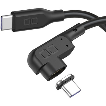 L字型マグネットシリコンケーブルCtoC 100W 1m ブラック CIO