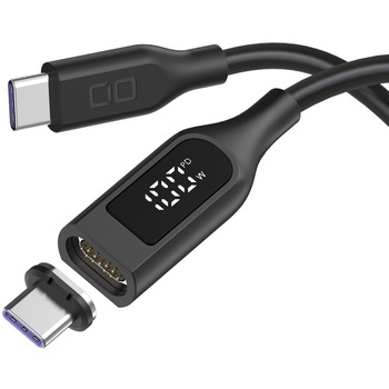 ディスプレイ表示付き マグネットシリコンケーブル CtoC 100W 1m ブラック CIO