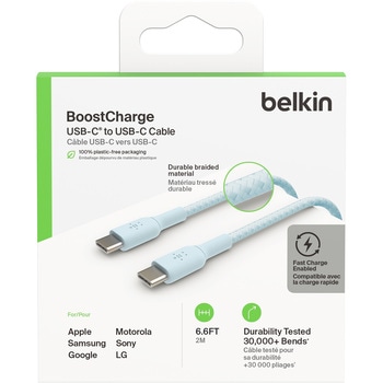 BoostCharge USB-C to USB-C 編組ケーブル 2m ブルー BELKIN(ベルキン)