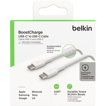 BoostCharge USB-C to USB-C 編組ケーブル 2m ホワイト BELKIN(ベルキン)