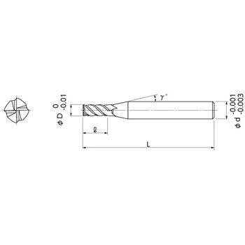 無限コーティングプレミアムPlus 高硬度鋼加工用4枚刃スクエアエンドミル NS(日進工具)