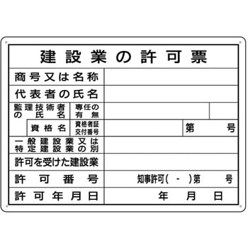 ミニ法定表示板 建設業の許可票 知事許可 つくし工房