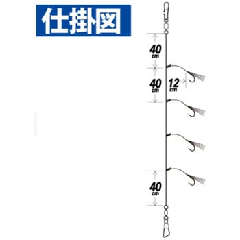 落し込みスペシャル キツネ太地胴打 シルバー&ホロフラッシュ フラッシャー 4本鈎 HAYABUSA