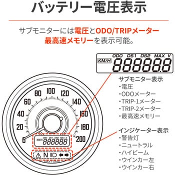 44202 VELONA 電気式スピードメーター Φ60 インジケーター付き 1