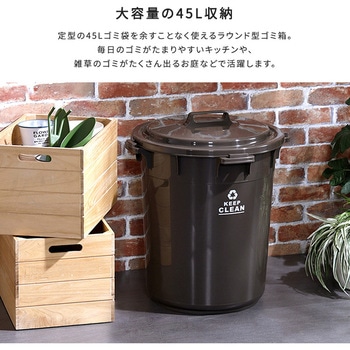 フタロック機能付き ラウンドゴミ箱45L ホームテイスト