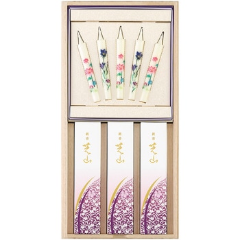 銘香芝山 桐箱 絵ろうそく5本セット 日本香堂