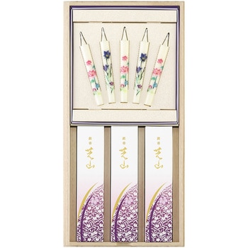 銘香芝山 桐箱 絵ろうそく5本セット 日本香堂