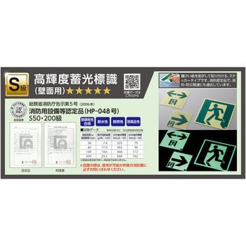 364804 高輝度蓄光避難誘導ステッカー標識 日本緑十字社 厚さ2mm縦120mm横360mm - 【通販モノタロウ】