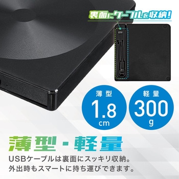 薄型 外付け ポータブル DVD ドライブ USB Type-A/C 対応 トライメイト