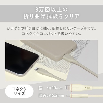超やわらかで断線に強い 耐屈曲3万回以上 急速充電2.4A/データ転送 USB Type-A to Lightning シリコンケーブル OWLTECH(オウルテック)