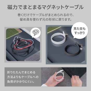 磁力でまとまる 急速充電3A/データ転送 USB Type-A to USB Type-C マグネットケーブル OWLTECH(オウルテック)