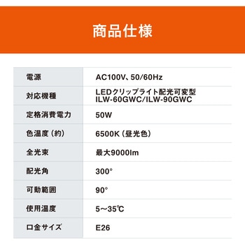 LEDクリップライト配光可変型交換用ランプ アイリスオーヤマ