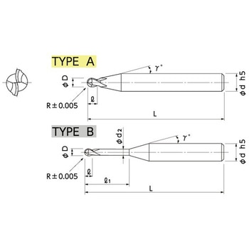 無限コーティングプレミアム高硬度用2枚刃ロングネックボールエンドミル MRBH230 NS(日進工具)