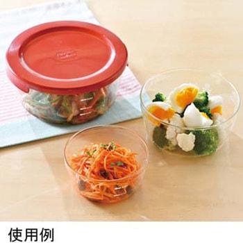耐熱ガラス製保存容器 丸 レッド 3個×18セット入 HARIO