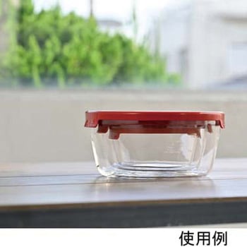 耐熱ガラス製保存容器 丸 レッド 3個×18セット入 HARIO