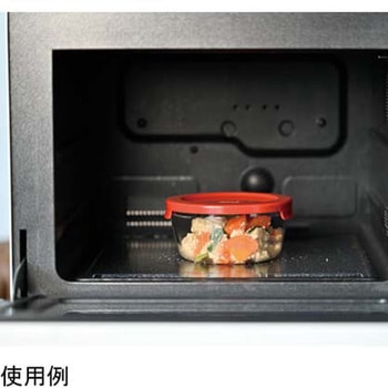 耐熱ガラス製保存容器 丸 レッド 3個×18セット入 HARIO