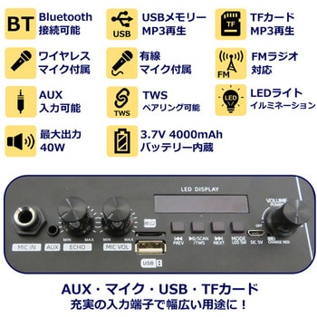 CTFE-2040B コンパクトLEDパーティースピーカー CICONIA ブラック色