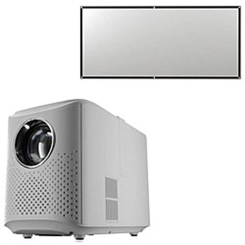 ミラーレスLEDプロジェクター&フック式100インチ簡易スクリーンセット LED PROJECTOR4 SET  ホワイト MS-PJHD04ST-WH エアリア