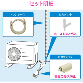 これエエやん エアコンドレンホース分岐セット Yジョイント 合流 防虫キャップ 固定 追加用ホース GAONA(ガオナ)