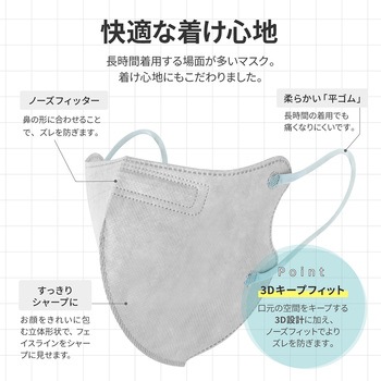 不織布マスク 「W COLOR MASK」 3D キープフィット ふつうサイズ(個包装) 20枚入り プラスライフ