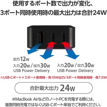 モバイルバッテリー 10000mAh 大容量 PD 30W 入出力(Type-C×2) 出力(USB-A×1) LED残量(%)表示 エレコム