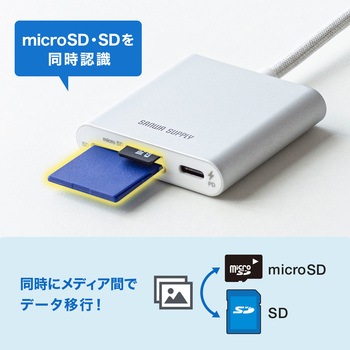 カードリーダー_USB TypeC_USB PD充電対応 サンワサプライ