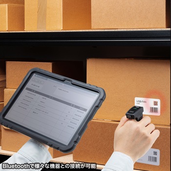 バーコードリーダー_2次元(Bluetooth)_リングタイプ サンワサプライ