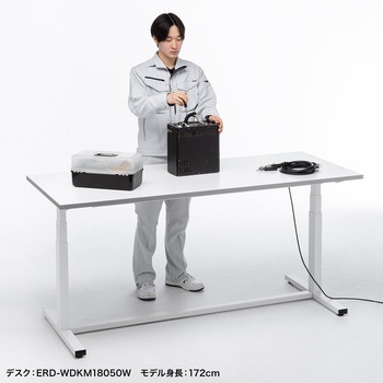 作業台_電動昇降_メラミン化粧板 サンワサプライ