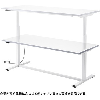 作業台_電動昇降_メラミン化粧板 サンワサプライ