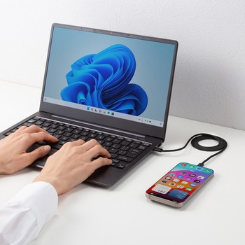 USBTypeCケーブル_USB2.0_シリコンメッシュ サンワサプライ