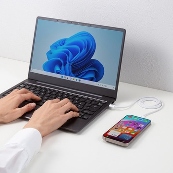 USBTypeCケーブル_USB2.0_シリコンメッシュ サンワサプライ