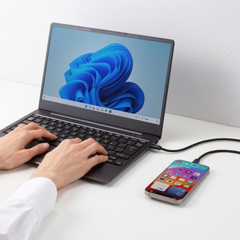 USBTypeCケーブル_USB2.0_シリコンメッシュ サンワサプライ